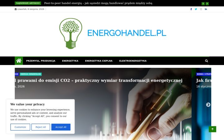 Kuvakaappaus sivustosta energohandel.pl