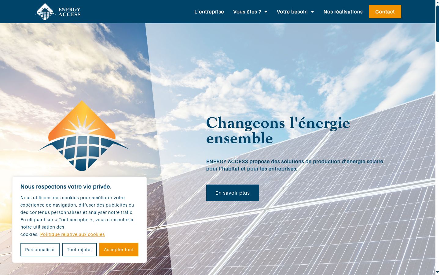 Screenshot of the consent banner shown before any interaction