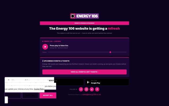 Snímek obrazovky energy106.co.uk
