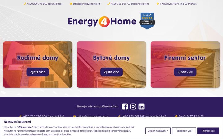 Captura de ecrã de energy4home.cz