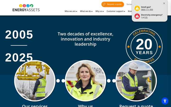 Snímek obrazovky energyassets.co.uk