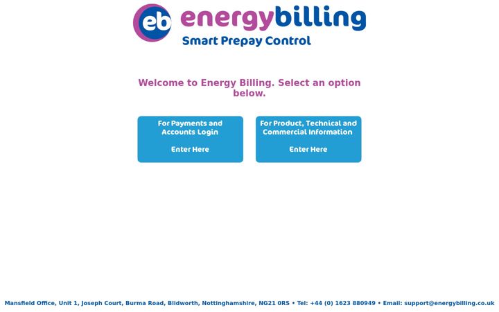 Snímek obrazovky energybilling.co.uk