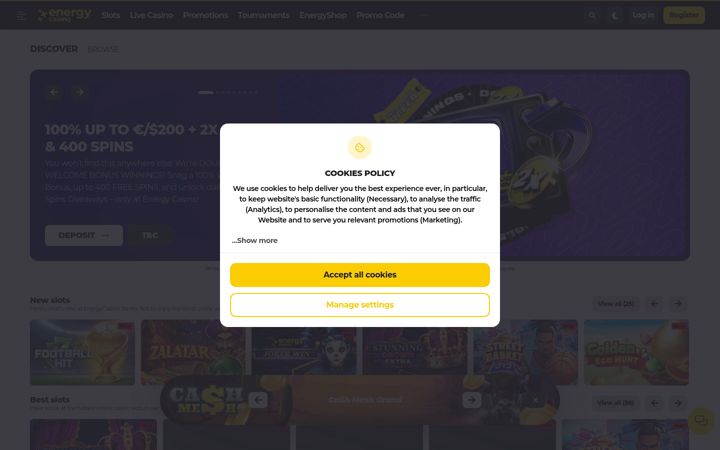 Screenshot of energycasino.com