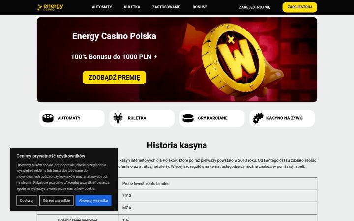 Screenshot ta' energycasino.org.pl