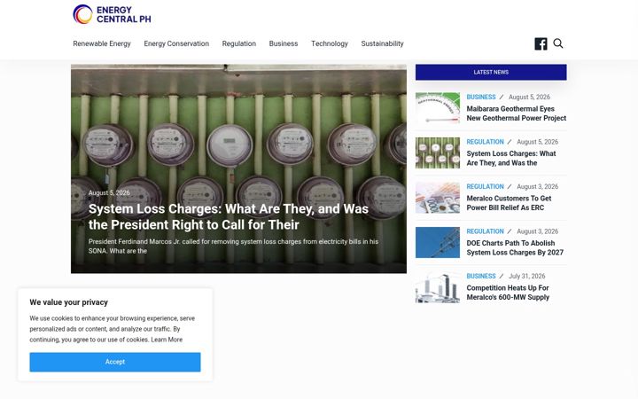 Kuvakaappaus sivustosta energycentralph.info