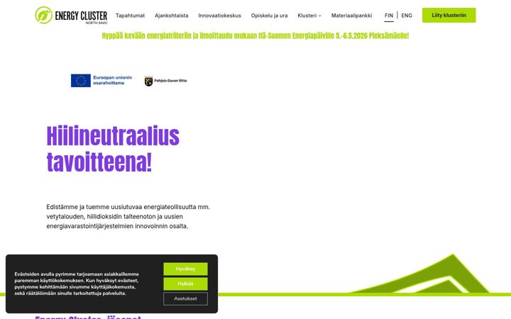 Екранна снимка на energyclusternorthsavo.fi