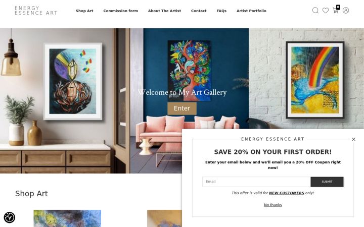 Screenshot of energyessenceart.com