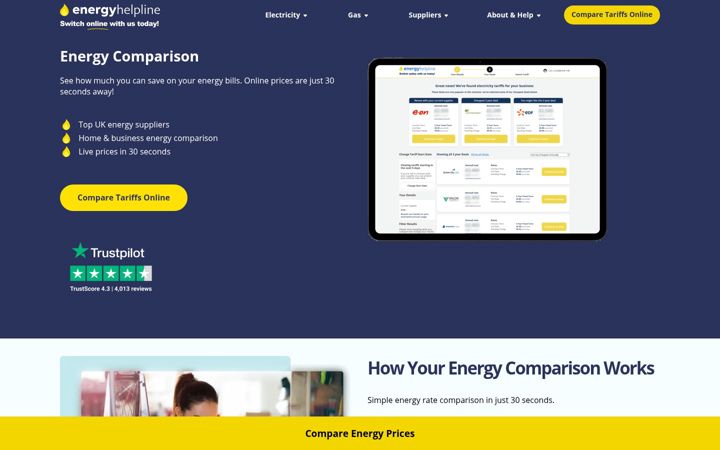 Screenshot stránky energyhelpline.com