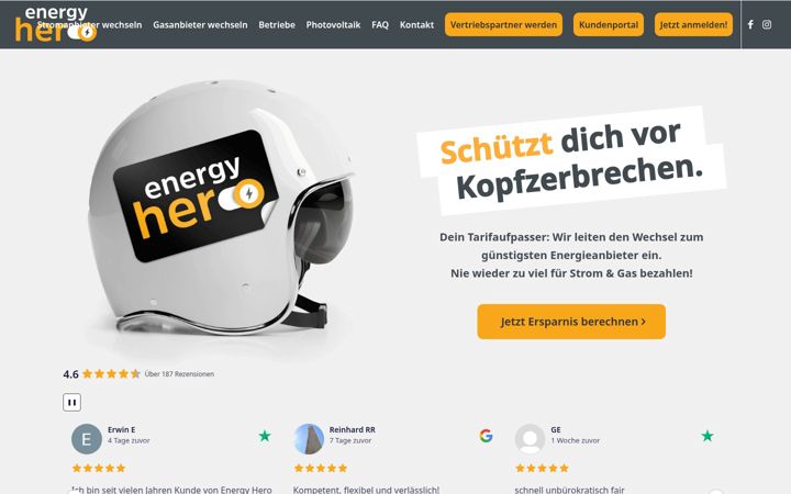 Screenshot von energyhero.at