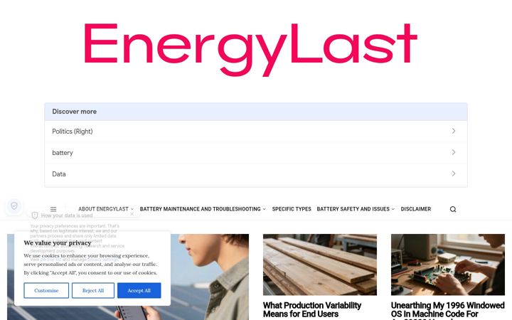 Screenshot of energylast.com