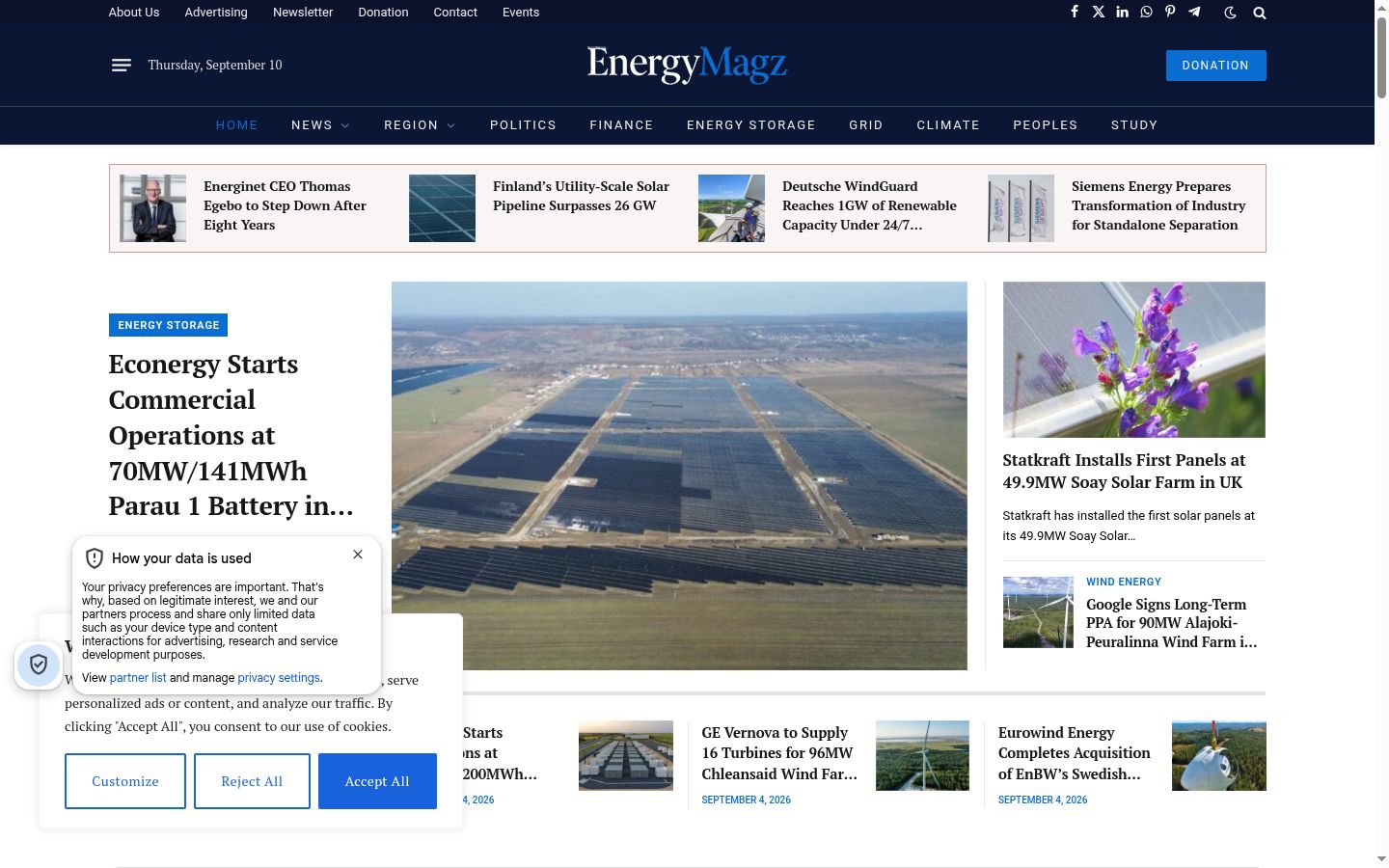 Zrzut ekranu banera zgody wyświetlanego przed jakąkolwiek interakcją