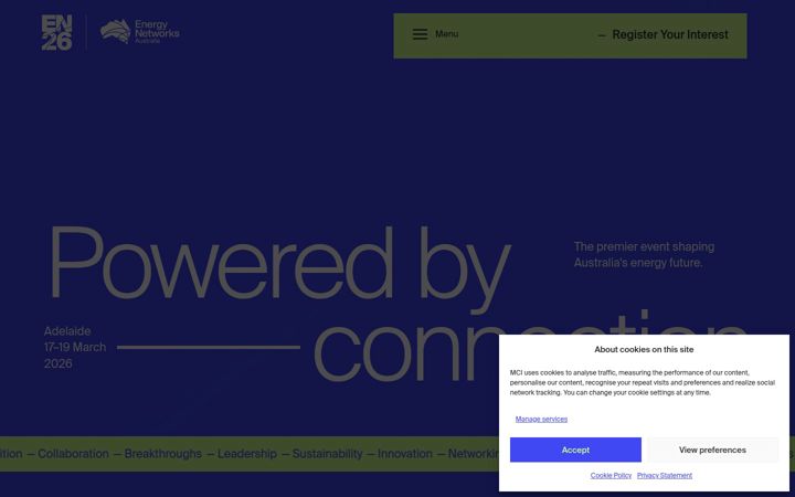Screenshot of energynetworksconference.com.au