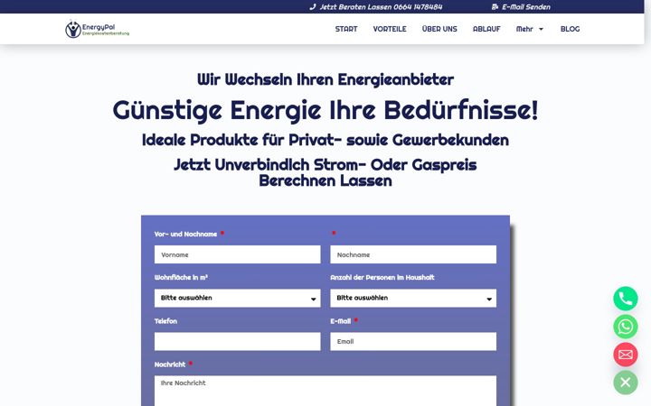 Screenshot von energypal.at