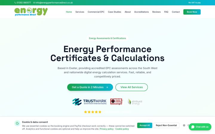 Screenshot του energyperformancedirect.co.uk
