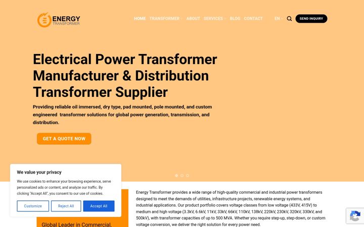 Screenshot of energypowertransformer.com