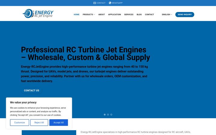 Screenshot of energyrcjetengine.com