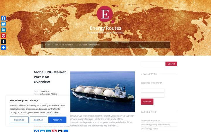 Captura de pantalla de energyroutes.eu
