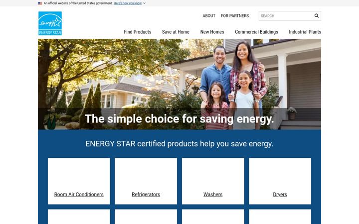 Skærmbillede af energystar.gov