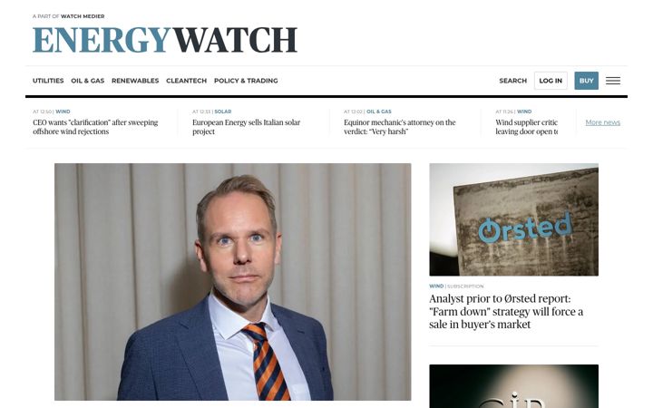 Screenshot of energywatch.com