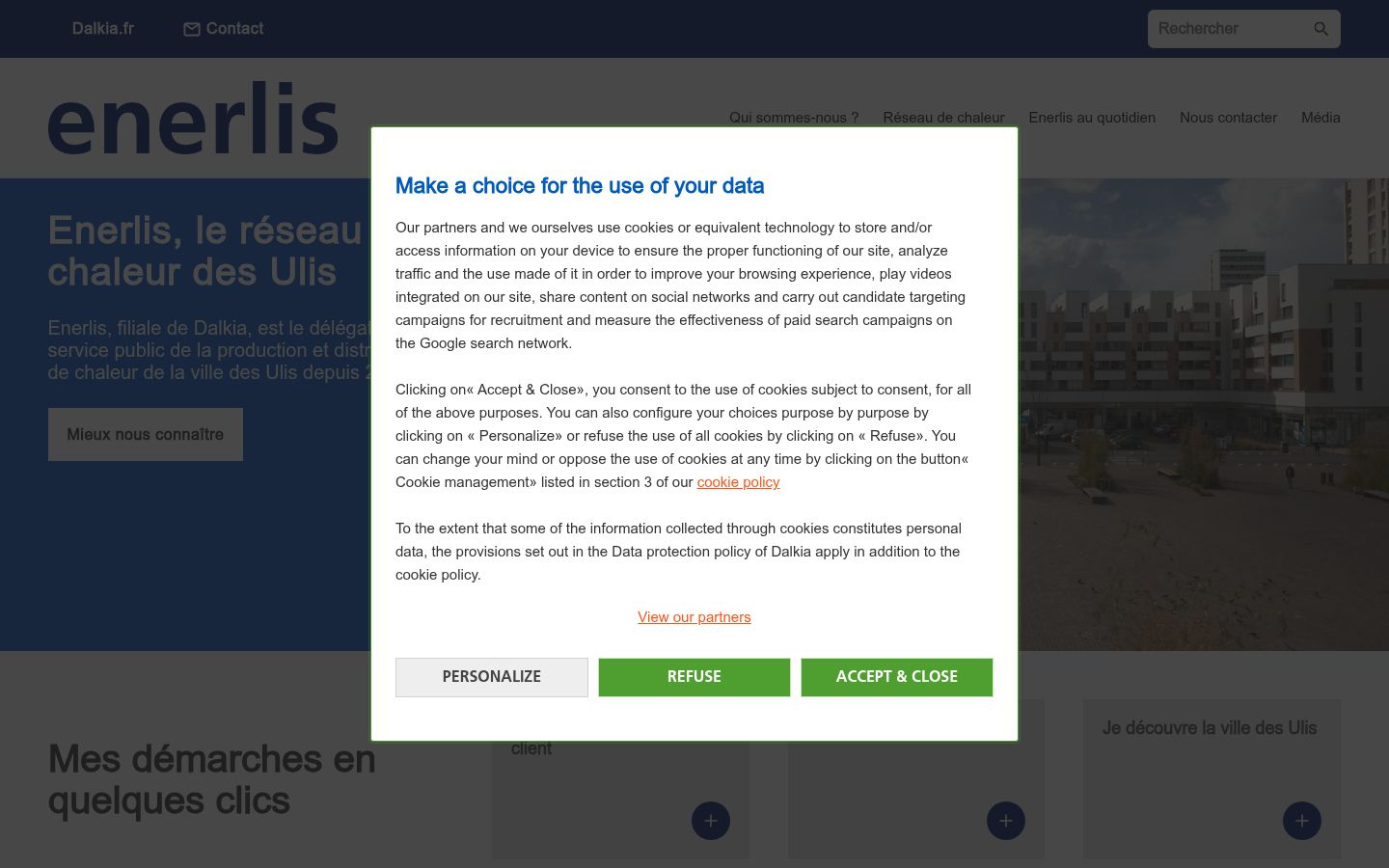 Screenshot of the consent banner shown before any interaction