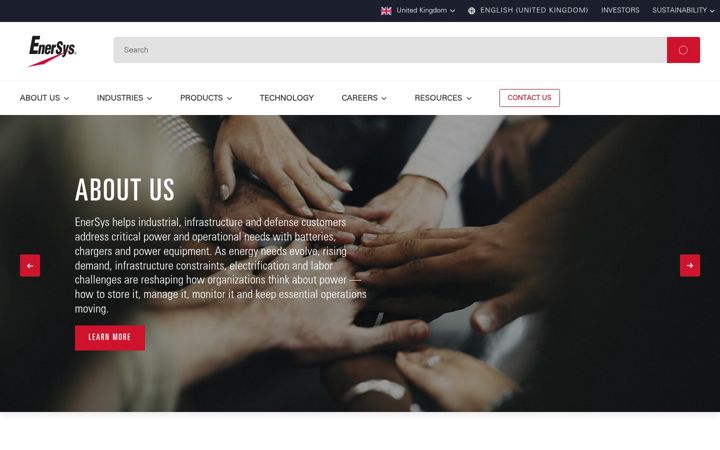 Screenshot of enersys.com