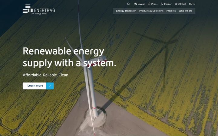 Screenshot of enertrag.com