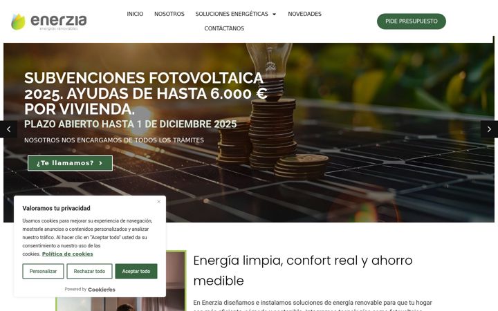 Екранна снимка на enerzia.es