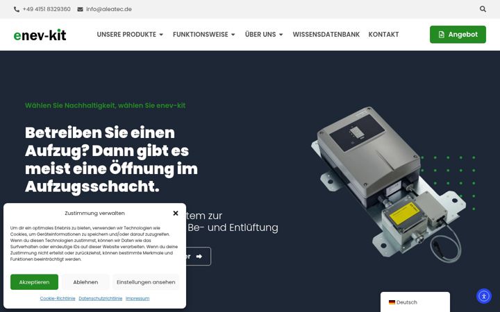 Skærmbillede af enevkit.de