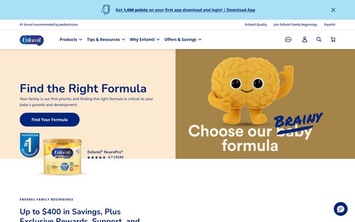 Screenshot of enfamil.com