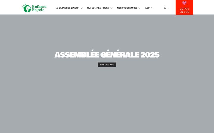 Screenshot stránky enfance-espoir.org