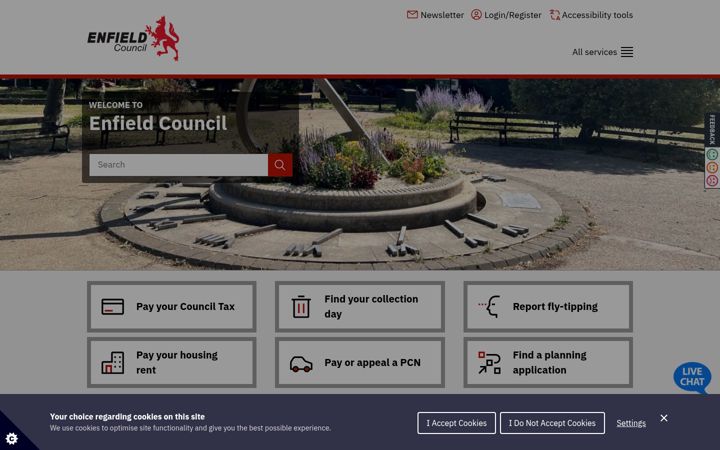 Skärmbild av enfield.gov.uk