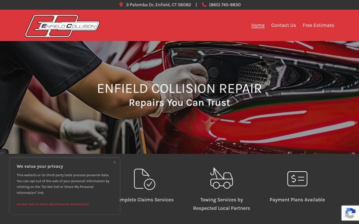 Screenshot of enfieldcollisionrepair.com