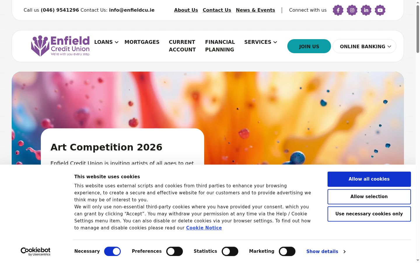 Screenshot del banner di consenso mostrato prima di qualsiasi interazione