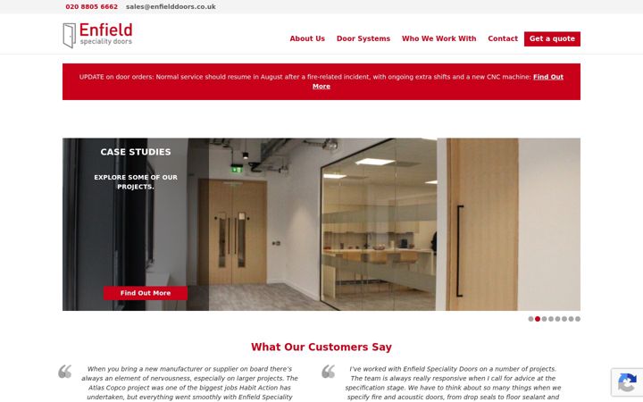 Skärmbild av enfielddoors.co.uk