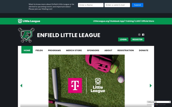 Screenshot of enfieldlittleleague.org