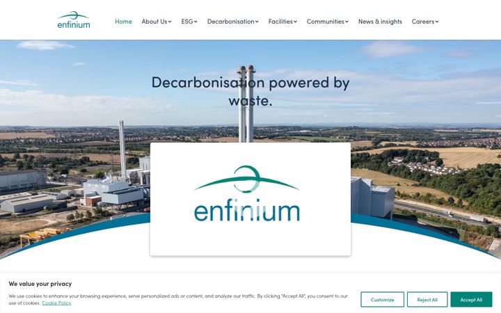 Skärmbild av enfinium.co.uk