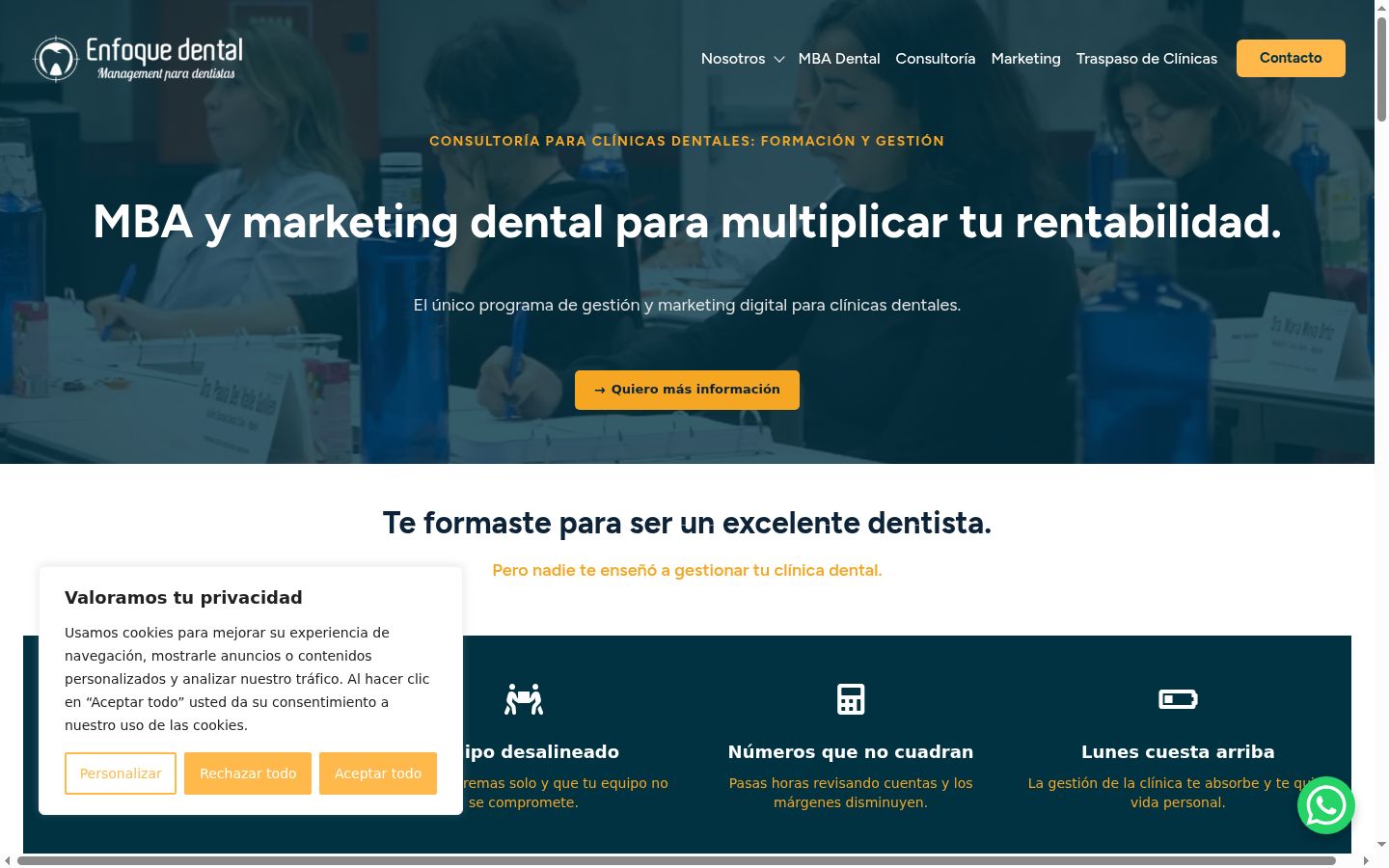 Captura de pantalla del banner de consentimiento mostrado antes de cualquier interacción