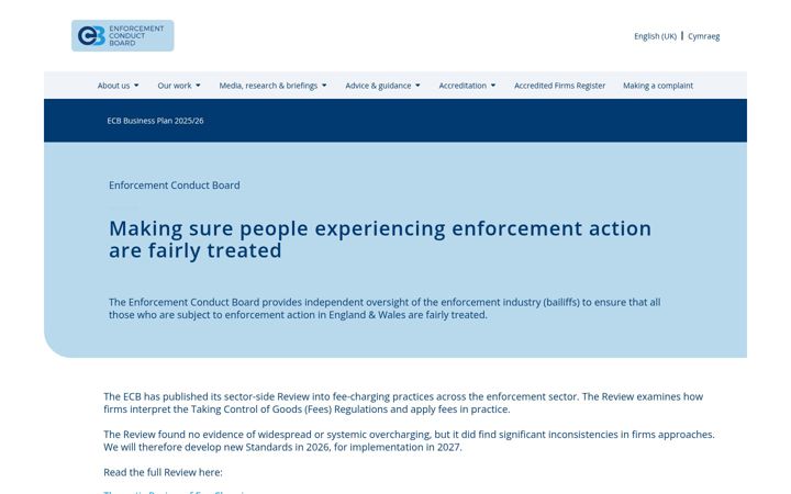 Screenshot of enforcementconductboard.org