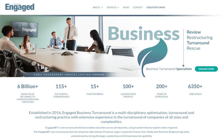 Screenshot of engagedbt.co.za