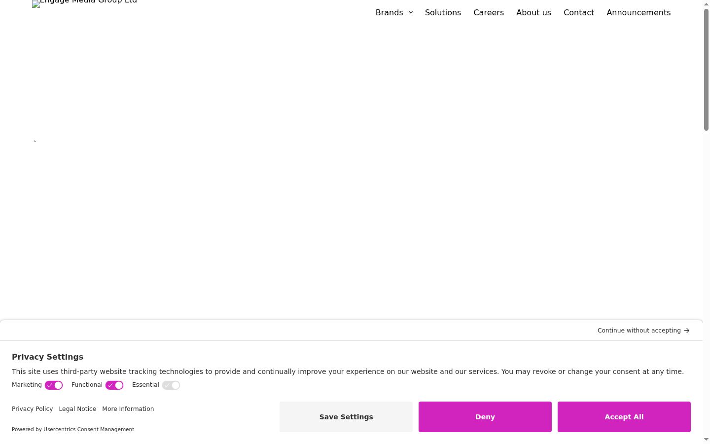 Screenshot des Einwilligungsbanners vor jeglicher Interaktion