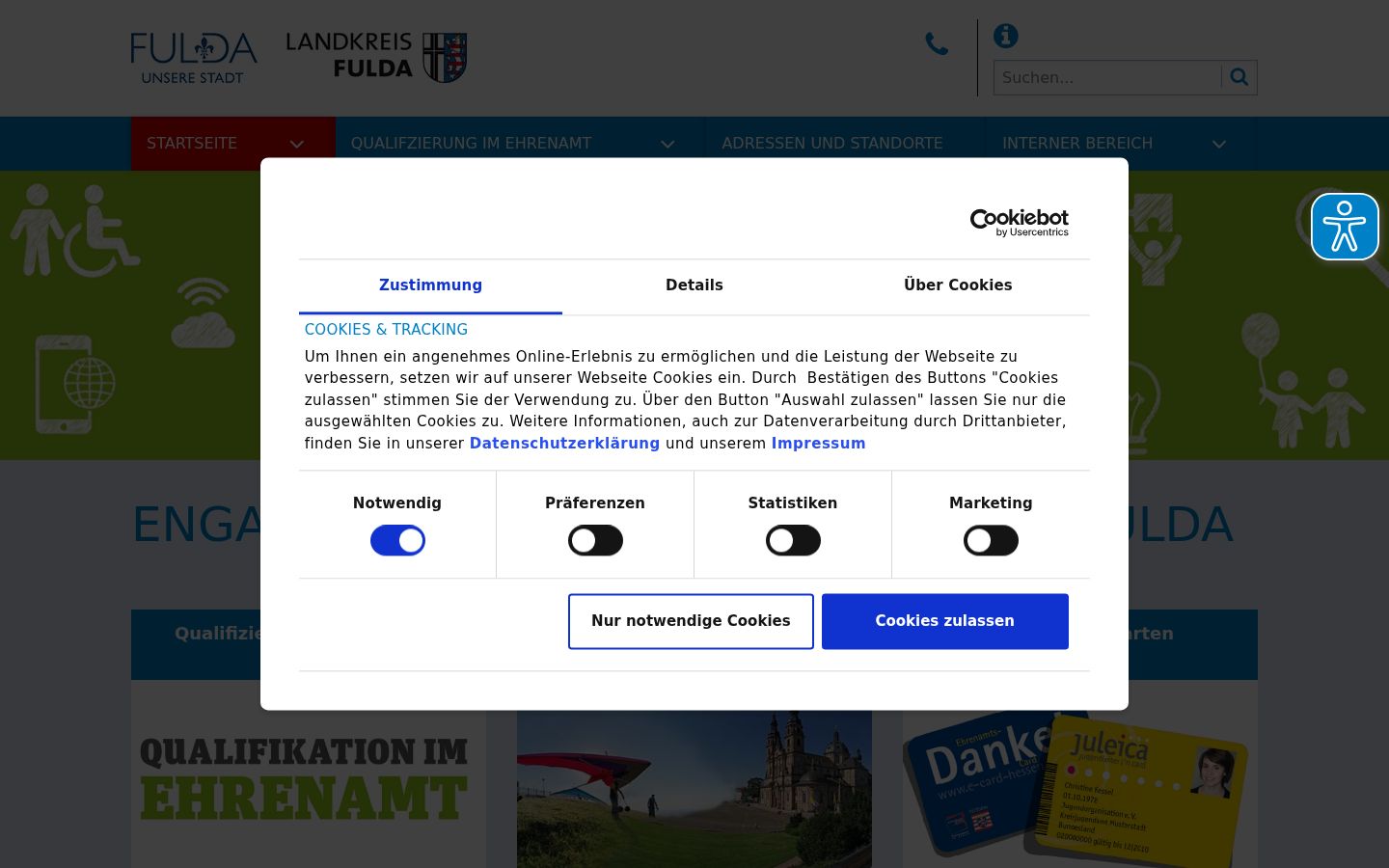 Screenshot van de toestemmingsbanner zoals getoond vóór enige interactie