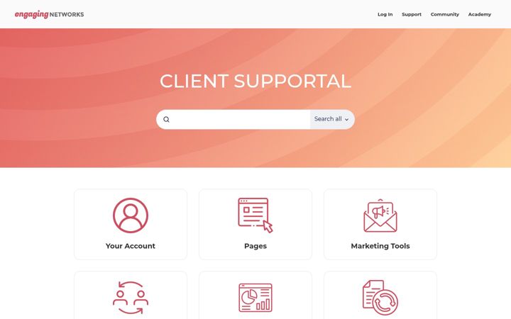 Screenshot of engagingnetworks.support