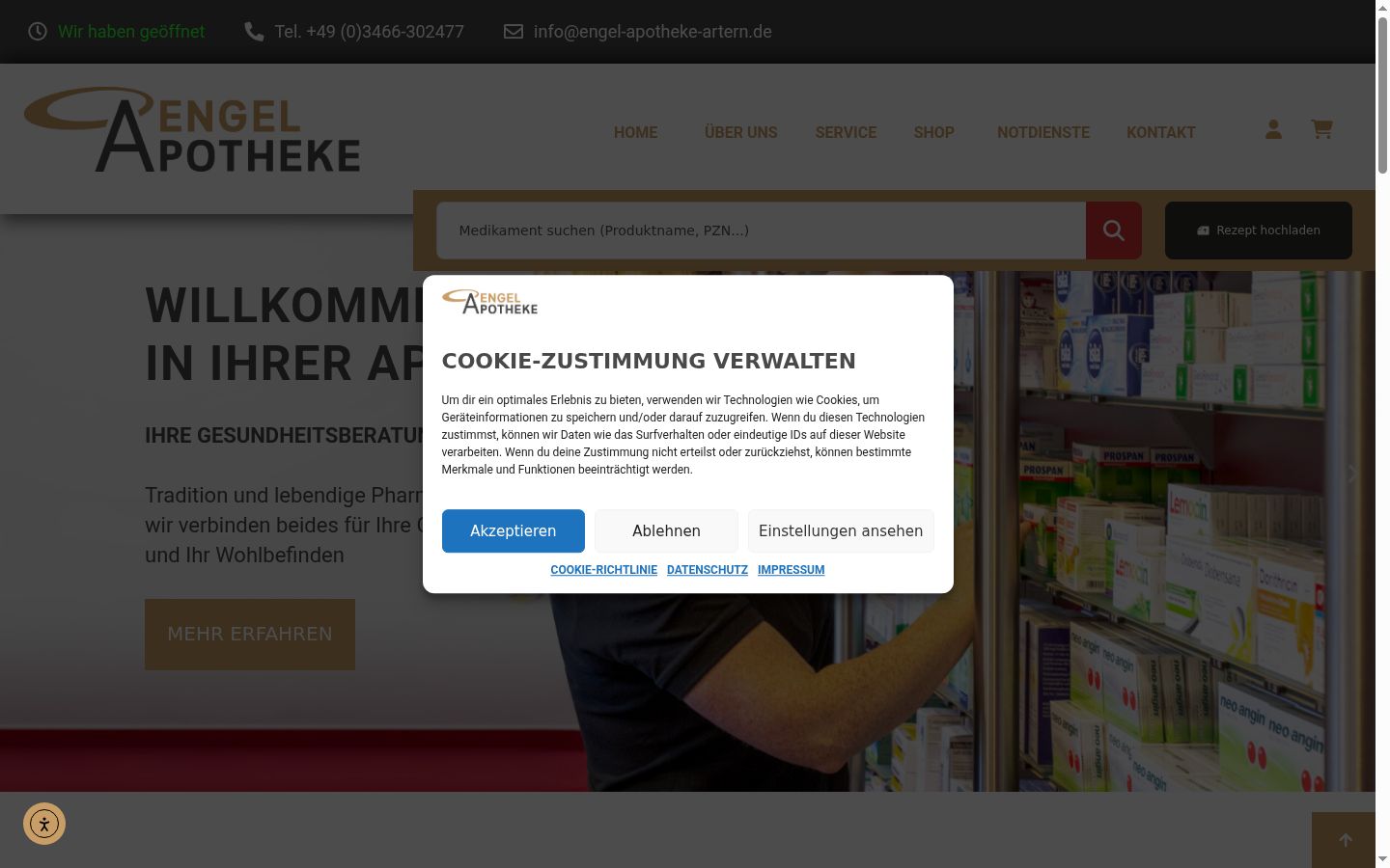 Screenshot del banner di consenso mostrato prima di qualsiasi interazione