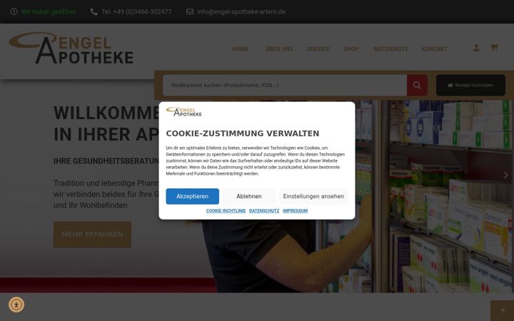 Skærmbillede af engel-apotheke-artern.de