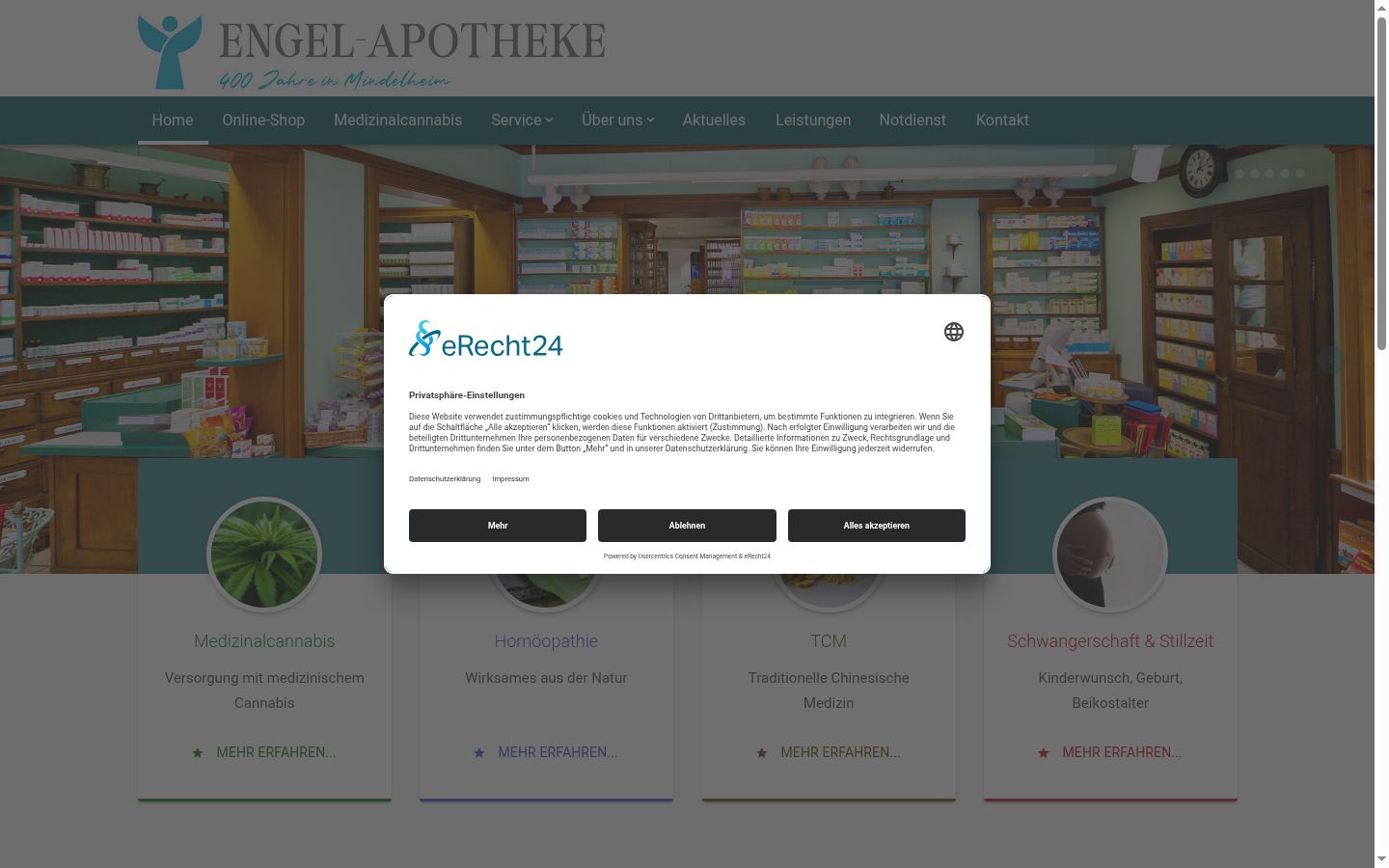 Screenshot del banner di consenso mostrato prima di qualsiasi interazione