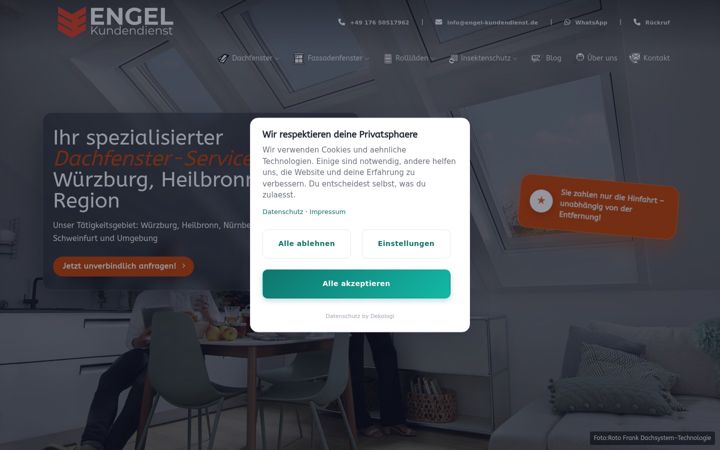 Captură de ecran a engel-kundendienst.de