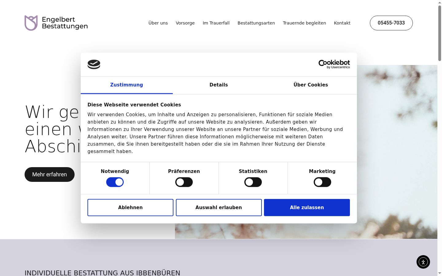 Captura de pantalla del banner de consentimiento mostrado antes de cualquier interacción