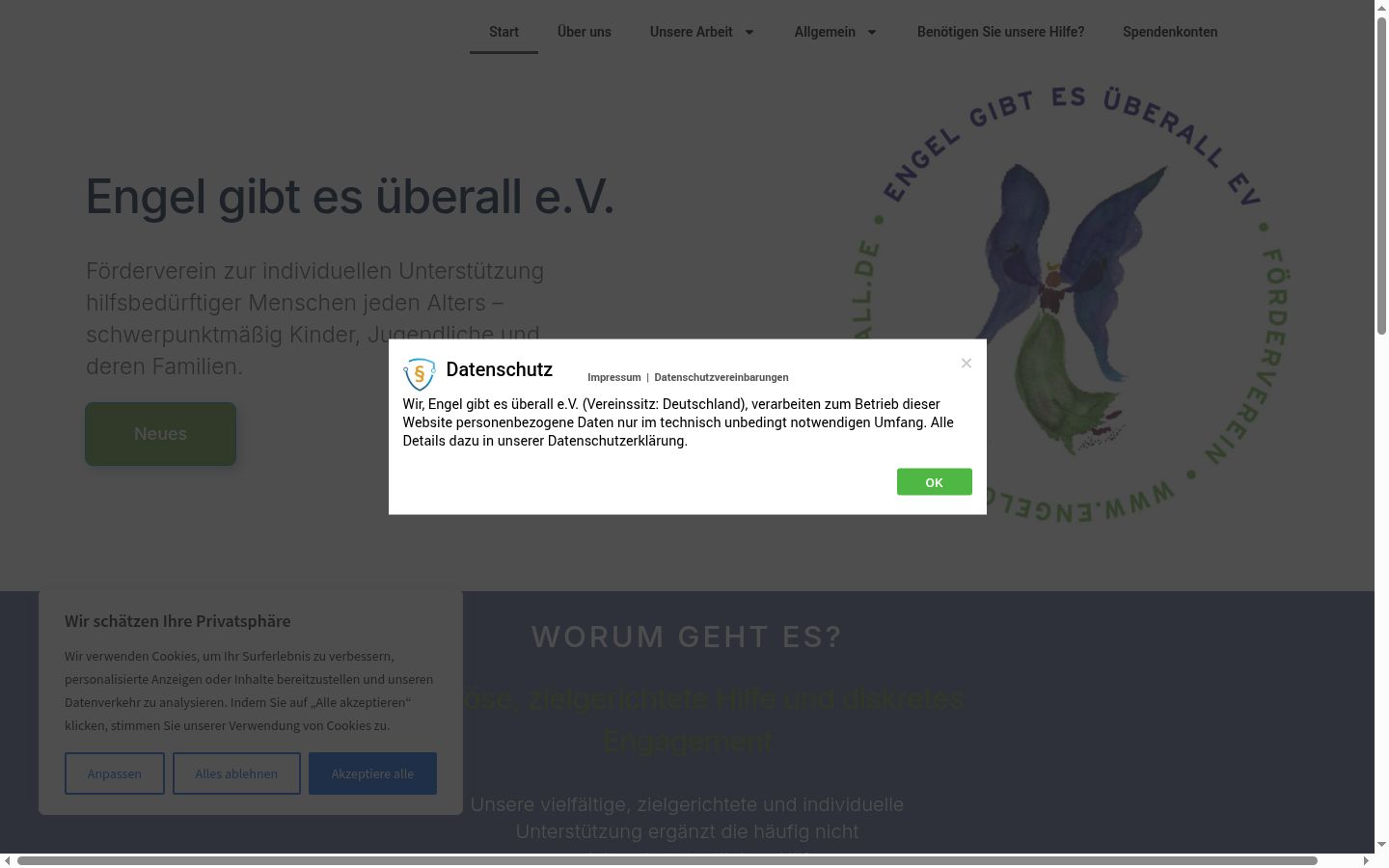 Captura de pantalla del banner de consentimiento mostrado antes de cualquier interacción