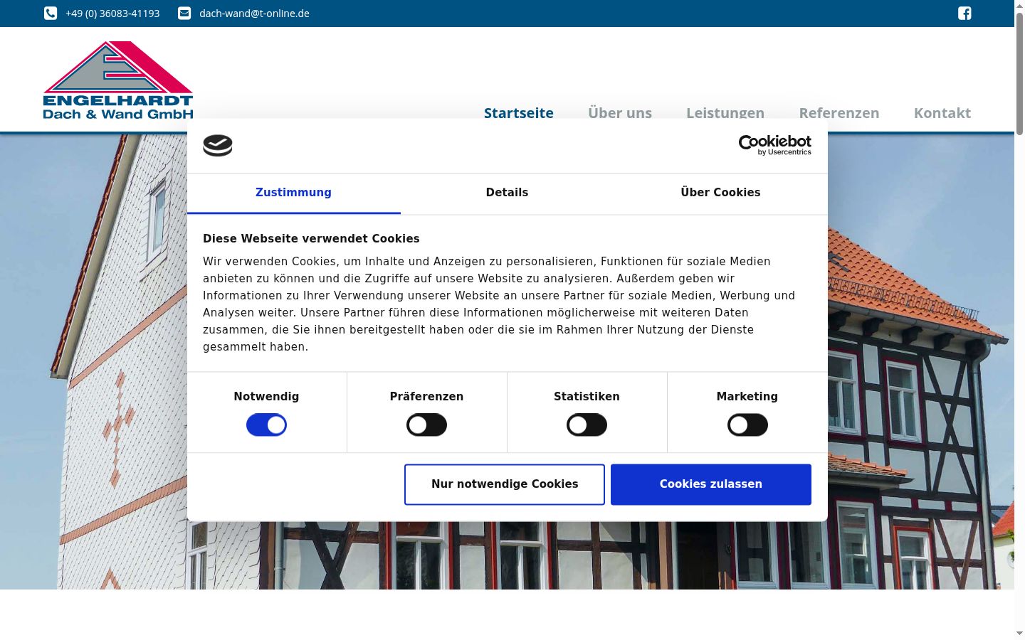 Screenshot des Einwilligungsbanners vor jeglicher Interaktion