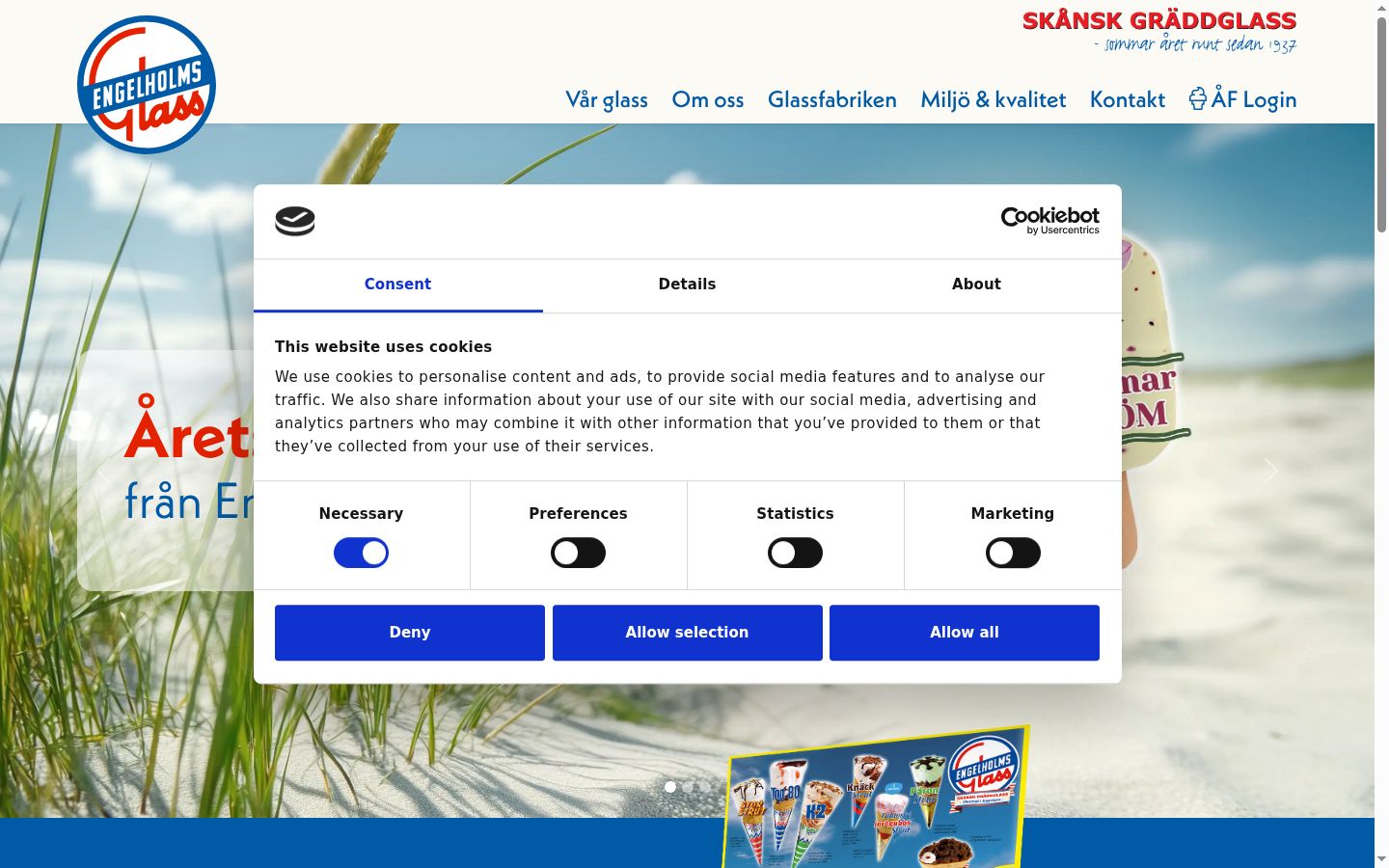 Sutikimo reklamjuostės, rodytos prieš bet kokią sąveiką, ekrano kopija
